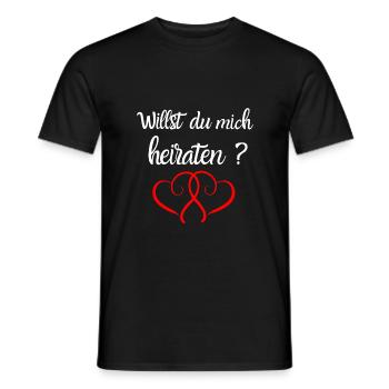 Heiratsantrag - Willst du mich heiraten - Hochzeit - Männer T-Shirt - Schwarz - Vorne - AI Model Male 178 light (178cm)