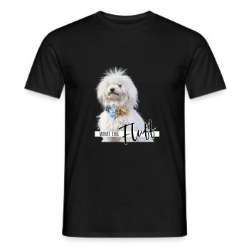 What the Fluff | Flauschiger Hund - Männer T-Shirt - Schwarz - Vorne - AI Model Male 178 light (178cm)