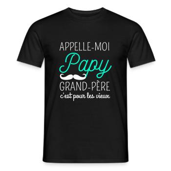 T shirt papy "appelle-moi papy" humour papy cadeau - T-shirt homme - noir - Devant - AI Model Male 178 light (178cm)