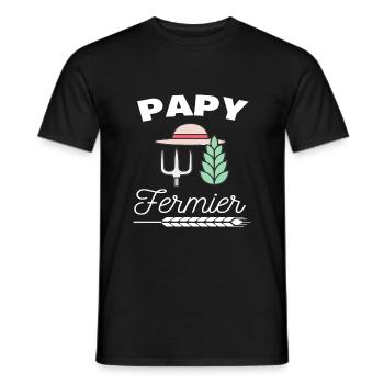 T shirt papy fermier fierté papy cadeau papy. - T-shirt homme - noir - Devant - AI Model Male 178 light (178cm)