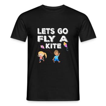Kite flying sports kite in wind - Men's T-Shirt - black - Front - AI Model Male 178 light (178cm)