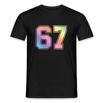 67 Numéro coloré - T-shirt homme - noir - Devant - AI Model Male 178 light (178cm)