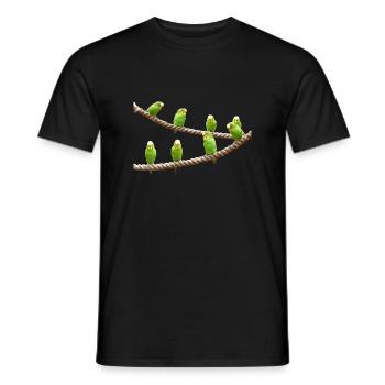 waves budgie birds voegel - Men's T-Shirt - black - Front - AI Model Male 178 light (178cm)