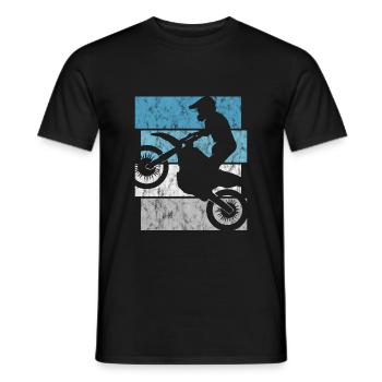 Motorrad Enduro Motocross Retro Motorcross Stunt - Männer T-Shirt - Schwarz - Vorne - AI Model Male 178 light (178cm)