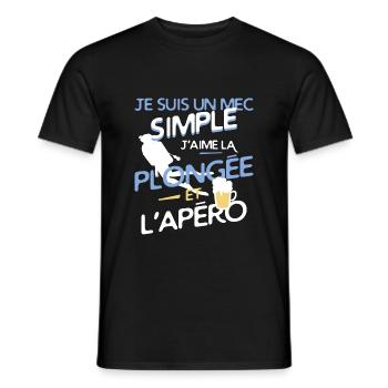 Plongée - Un mec simple - T-shirt homme - noir - Devant - AI Model Male 178 light (178cm)