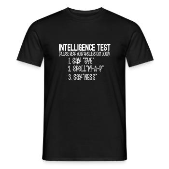Intelligence Test funny Sarcastic gift - Men's T-Shirt - black - Front - AI Model Male 178 light (178cm)