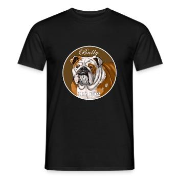 English Bulldog T-shirt. BULLY the dog. - Men's T-Shirt - black - Front - AI Model Male 178 light (178cm)