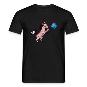 Cheval mignon jouant au volley-ball et au jumping grunge - T-shirt homme - noir - Devant - AI Model Male 178 light (178cm)