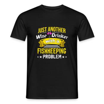 Wine drinkers with fish farming problem Wine lover lu - Men's T-Shirt - black - Front - AI Model Male 178 light (178cm)