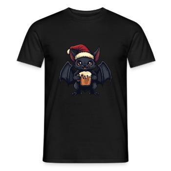 Bat Christmas Beer Funny - Men's T-Shirt - black - Front - AI Model Male 178 light (178cm)