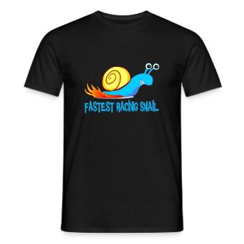 Fast racing snail, running snail - Men's T-Shirt - black - Front - AI Model Male 178 light (178cm)