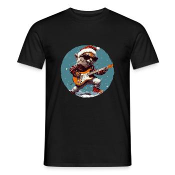 Cheetah Christmas Rocker Guitar - Men's T-Shirt - black - Front - AI Model Male 178 light (178cm)