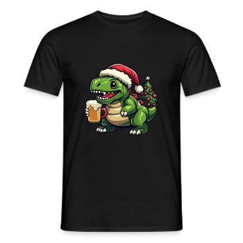 Dinosaurier stegosaurus Weihnachten Bier Lustig - Männer T-Shirt - Schwarz - Vorne - AI Model Male 178 light (178cm)