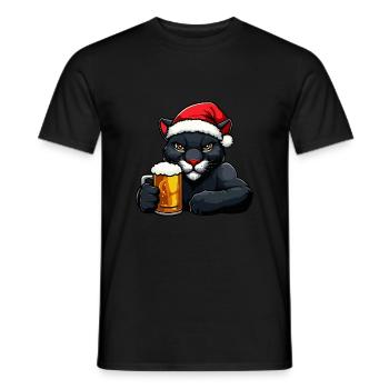 Panther Weihnachten Bier Lustig - Männer T-Shirt - Schwarz - Vorne - AI Model Male 178 light (178cm)