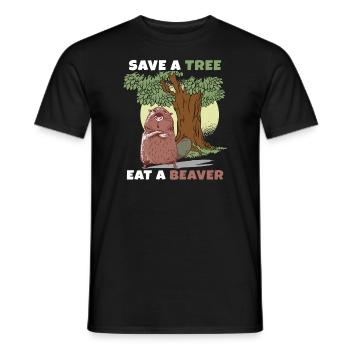 Beaver Rodent Trees Beaver Animal Gift Idea - Men's T-Shirt - black - Front - AI Model Male 178 light (178cm)