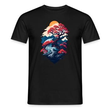 Beautiful bonsai tree scenery - Men's T-Shirt - black - Front - AI Model Male 178 light (178cm)