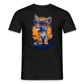 Cute baby tiger - Men's T-Shirt - black - Front - AI Model Male 178 light (178cm)