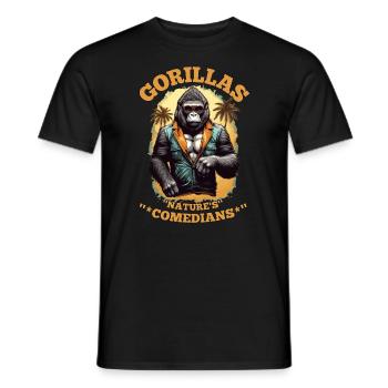 GORILLAS, KOMÖDIANTEN DER NATUR, GORILLA LUSTIGES ZITAT - Männer T-Shirt - Schwarz - Vorne - AI Model Male 178 light (178cm)