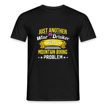 Wine drinkers with mountain bike problem Weinliebhabe - Men's T-Shirt - black - Front - AI Model Male 178 light (178cm)