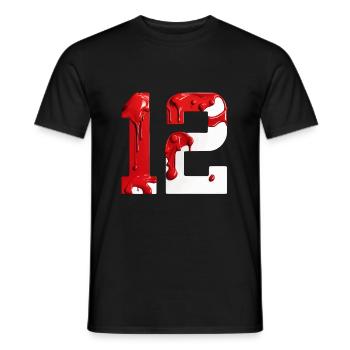 NON. 12 NUMÉRO 12 ROUGE BLANC 12E ANNIVERSAIRE - T-shirt homme - noir - Devant - AI Model Male 178 light (178cm)