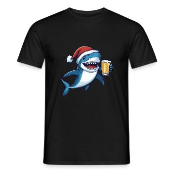 Shark Christmas Beer Funny - Men's T-Shirt - black - Front - AI Model Male 178 light (178cm)