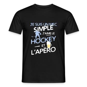Hockey sur glace - un mec simple - T-shirt homme - noir - Devant - AI Model Male 178 light (178cm)
