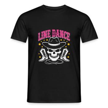 Line Dance Skull with Stetson and Boots and Lasso - Men's T-Shirt - black - Front - AI Model Male 178 light (178cm)