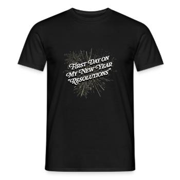 First day on New Year's resolutions funny motivati - Men's T-Shirt - black - Front - AI Model Male 178 light (178cm)