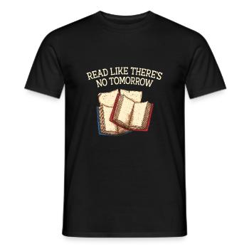 Read like no tomorrow Funny Book lover Humor B - Men's T-Shirt - black - Front - AI Model Male 178 light (178cm)