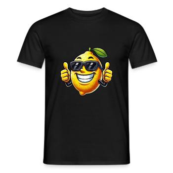 Citron frais avec lunettes de soleil pouce vers le haut - T-shirt homme - noir - Devant - AI Model Male 178 light (178cm)