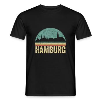 HAMBURG cool skyline vintage souvenir gift - Men's T-Shirt - black - Front - AI Model Male 178 light (178cm)