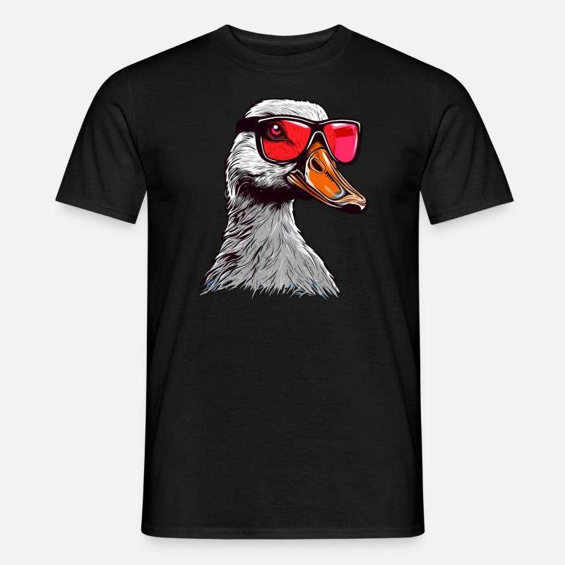 Freche Gans mit roter Sonnenbrille - Männer T-Shirt - Schwarz