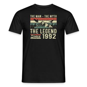Retro 1992 Vintage - Cadeau D’anniversaire 1992 - T-shirt homme - noir - Devant - AI Model Male 178 light (178cm)