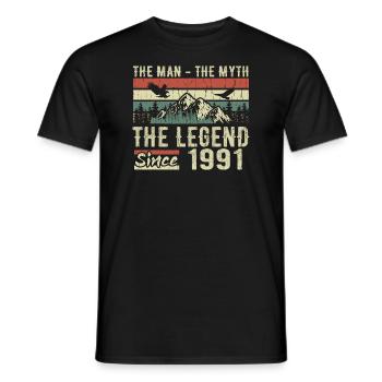 Retro 1991 Vintage - Cadeau D’anniversaire 1991 - T-shirt homme - noir - Devant - AI Model Male 178 light (178cm)
