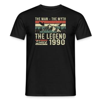 Retro 1990 Vintage - 1990 Geburtstagsgeschenk - Männer T-Shirt - Schwarz - Vorne - AI Model Male 178 light (178cm)