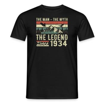 Retro 1934 Vintage - Cadeau D’anniversaire 1934 - T-shirt homme - noir - Devant - AI Model Male 178 light (178cm)