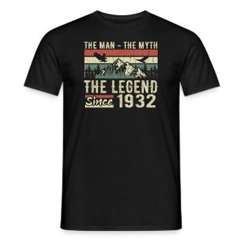 Retro 1932 Vintage - Cadeau D’anniversaire 1932 - T-shirt homme - noir - Devant - AI Model Male 178 light (178cm)