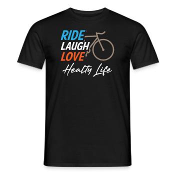 Ride Laugh Love Healty Life - Männer T-Shirt - Schwarz - Vorne - AI Model Male 178 light (178cm)