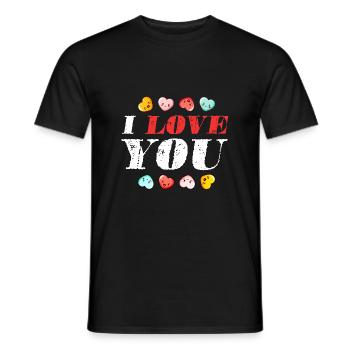 Je t’aime Coeur Mignon Saint-Valentin - T-shirt homme - noir - Devant - AI Model Male 178 light (178cm)