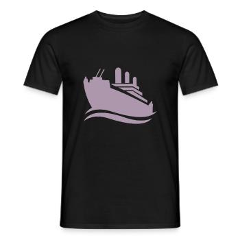 Silhouette de bateau de croisière mer minimaliste - T-shirt homme - noir - Devant - AI Model Male 178 light (178cm)