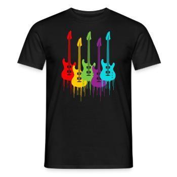 Colorful electric guitars - Men's T-Shirt - black - Front - AI Model Male 178 light (178cm)
