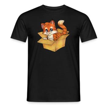 Niedliche getigerte Katze Mietz in Box Geschenk - Männer T-Shirt - Schwarz - Vorne - AI Model Male 178 light (178cm)