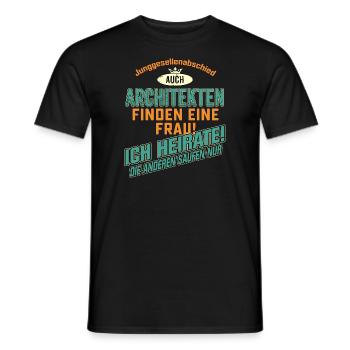 JGA BRAEUTIGAM - Architekt - petrol strong orange - Männer T-Shirt - Schwarz - Vorne - AI Model Male 178 light (178cm)