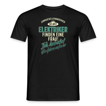 JGA BRAEUTIGAM - Elektriker - finden eine Frau - - Männer T-Shirt - Schwarz - Vorne - AI Model Male 178 light (178cm)