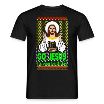 Go Jesus its your Birthday Ugly Christmas Sweater - T-shirt homme - noir - Devant - AI Model Male 178 light (178cm)