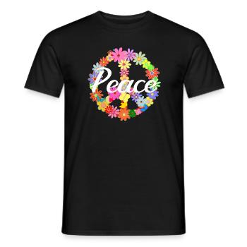 Peace Zeichen Blumenkranz - Männer T-Shirt - Schwarz - Vorne - AI Model Male 178 light (178cm)