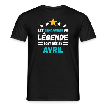 Les gendarmes de légende sont nés en Avril - T-shirt homme - noir - Devant - AI Model Male 178 light (178cm)