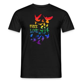 amour libre, sourd, sourd, graffiti, arc-en-ciel, LGBT - T-shirt homme - noir - Devant - AI Model Male 178 light (178cm)