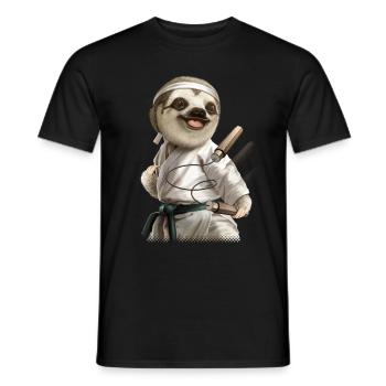 KARATE SLOTH2 Kopie - Männer T-Shirt - Schwarz - Vorne - AI Model Male 178 light (178cm)
