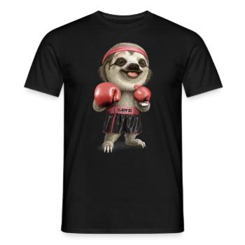 BOXING SLOTH 2022 - Men's T-Shirt - black - Front - AI Model Male 178 light (178cm)